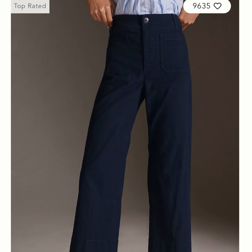 Anthropologie Colette Cropped Wide Leg pants navy in 32T.